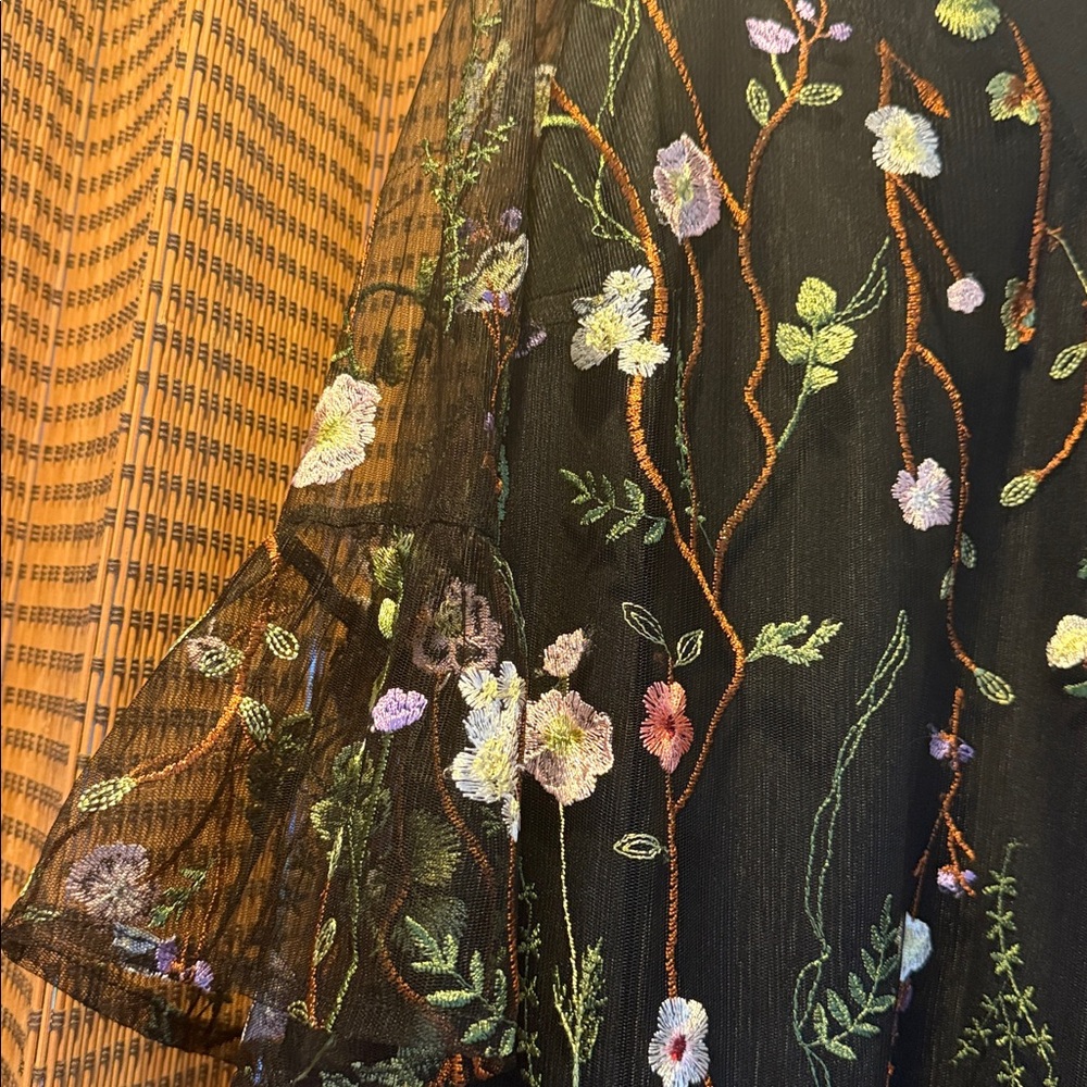 Spense Black dress with Colorful Floral Embroidery - Picture 3 of 4